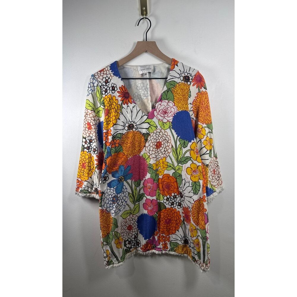 Cara Cara Mabel Dress in Retro Floral Print Terry Cloth Mini Dress, Medium - Picture 2 of 8